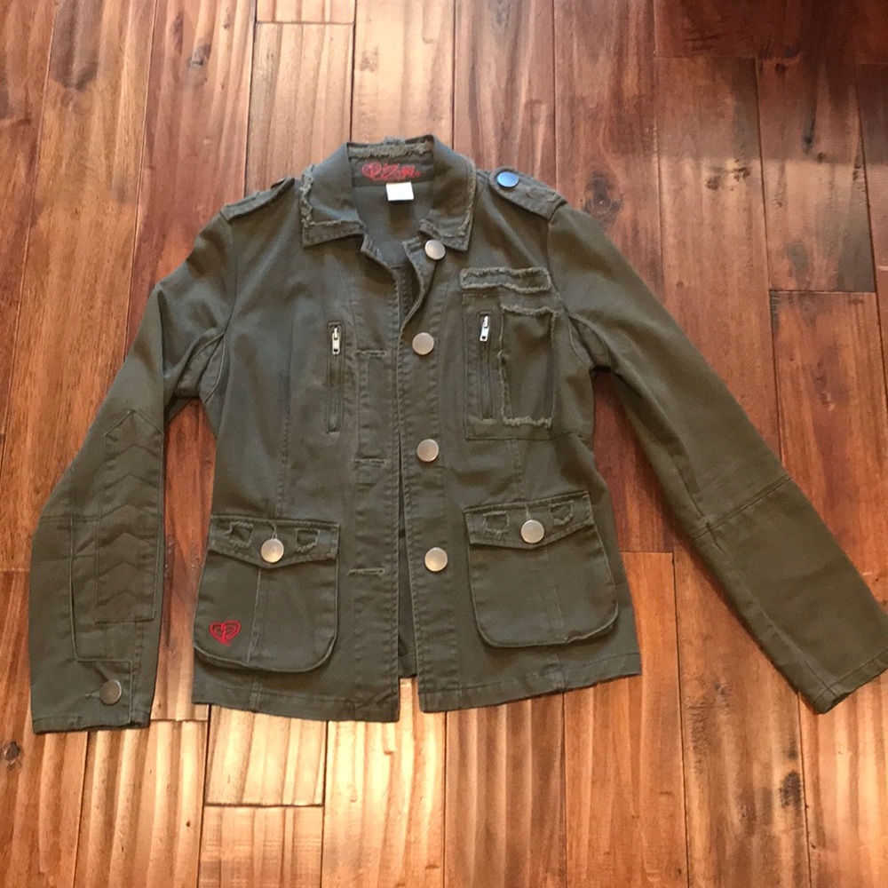 Denim Jacket by Jessica Simpson Army Green Size S